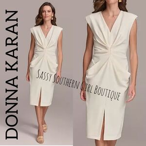 🆕⭐ Donna Karan Black Label Ivory Cream Midi Dress